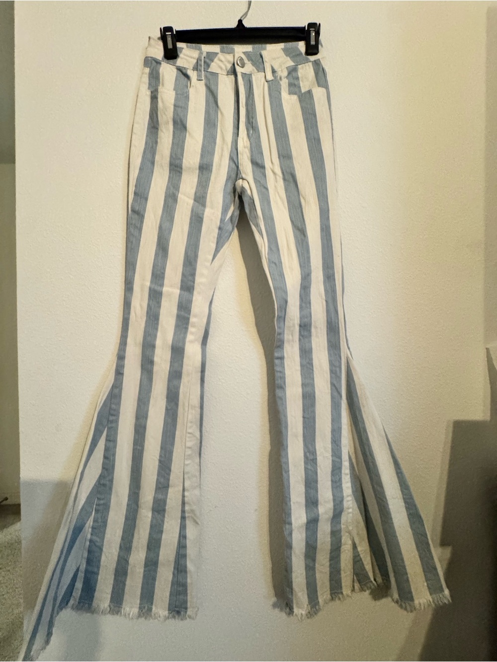 Wisteria Lane Small Striped Flare Jeans - Blue and White